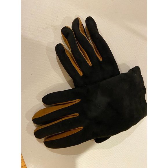 Italy Montefusco 100% Leather Black/Beige Glove w/ - Picture 1 of 4